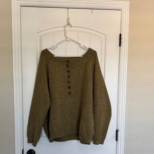 Elegant Olive Button-Up Sweater